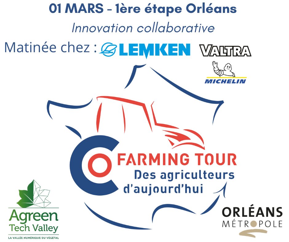 [<a href="/Co_Farming/">#CoFarming</a> Tour 2021]🚜

Découvrez le programme de la matinée Orléanaise à <a href="/lemkenfrance/">LEMKEN France</a> : agreentechvalley.fr/agenda/cofarmi…

👉A suivre... le programme de l'après - midi consacré aux data et à l'écosystème d'<a href="/AgreentechV/">AgreenTech Valley</a> @OrleansMetropol 
#Cofarming #Agriculteurdaujourdhui #AgTech