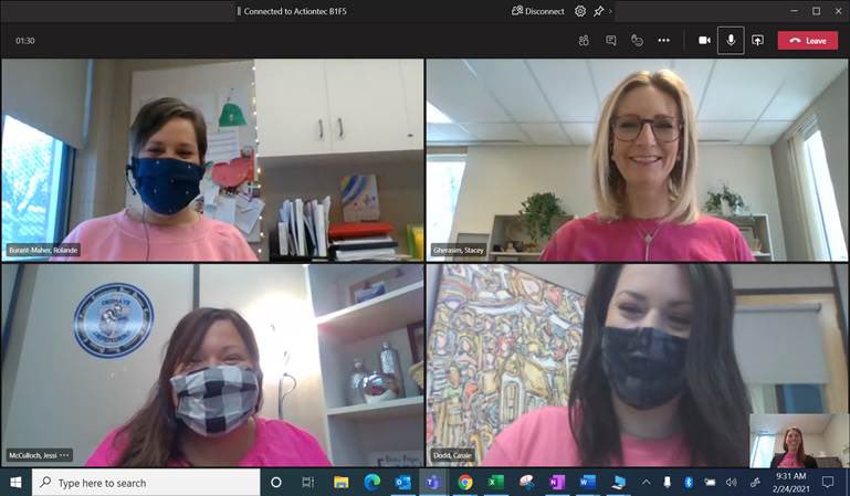 gottsela's tweet photo. Fantastic virtual meeting with these ladies this morning!! #PinkShirtDay2021 #BeKind https://t.co/fMJueddOPu