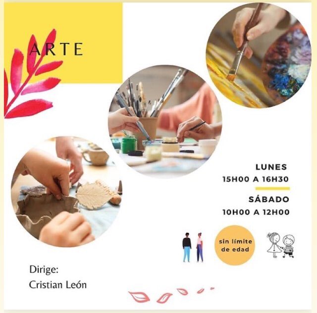 Cleón Tutorías

Talleres de Pintura
Master Class 

- Todas las edades 5años en adelante 

Lunes 3-5pm
Sábados 10-12am

Más Información:
Amarilla Casa Taller
Cristian León G.

><#talleresdearte><#tallerescuenca><#arteencuenca