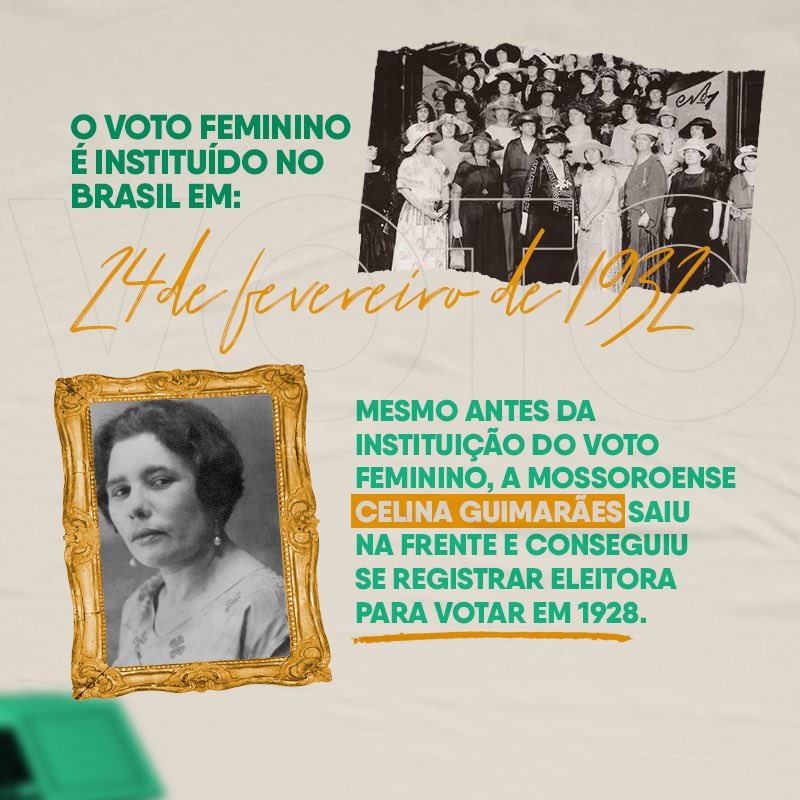 zenaidern's tweet photo. #89anos 🎂 Parabéns, eleitoras do Brasil! Parabéns, justiça eleitoral! Parabéns, Rio Grande do Norte, pelo pioneirismo nessa luta! #VotoFeminino @trernoficial @TSEjusbr https://t.co/Ryc2rMILDD