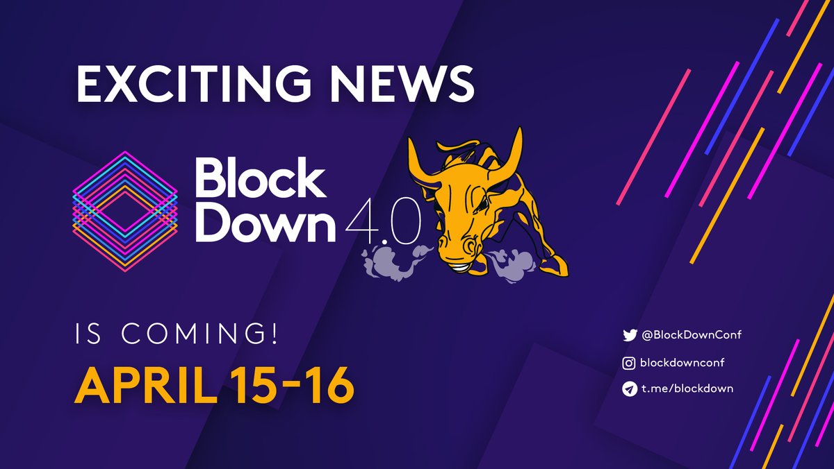 BlockDownConf's tweet image. We are thrilled to announce that tickets for BlockDown 4.0 are officially available!! 🎉

Join us April 15-16 for the best BlockDown yet!

We have some incredible things in store for you!

👉👉blockdownconf.com

#BlockDown2021 #BlockDownnotlockdown  #Crypto
