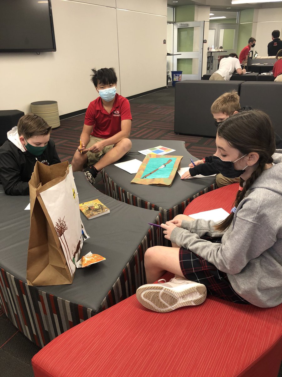 CCLSKBrown's tweet photo. 6th grade presents their book reports. Some created board games, others collected a@bag of items to represent the book. We had newspapers, news reports and mini tins. Awesome job. @CCLSChargers @CCLSJHIEBER @ThormodsonCCLS https://t.co/zxZzqG7d00