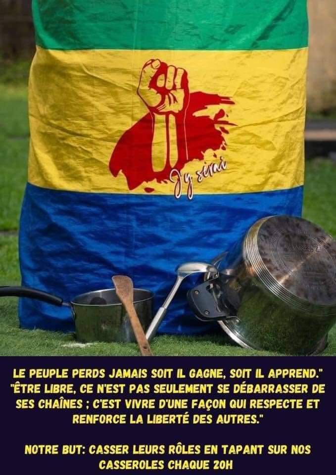 Africainlibr's tweet photo. 🇬🇦 L’heure est à la mobilisation du concert des Casseroles.
À ce soir 20h 💚💛💙
#Casseroles241
@ChogPyssame
@GY_MAO_
@GOMEZUlri
@BivigouKassa
@ELagoke
@Cosa76
@des_sand
@FDesaromes
@gnambawamy
@HKNX
@BrunoCacique
@WirFuerGabun
@liliella04
@BenoitYala
@MoneySeffa https://t.co/8EFNXs633t