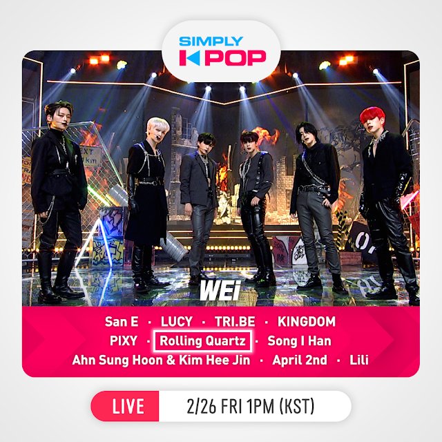 RollingQuartzSP's tweet photo. Rolling Quartz se estará presentando nuevamente en #SimplyKpop
El día 26 de febrero a las 13:00 PM KST

🔗 : https://t.co/FXD5m74A0d

🔽 HORARIOS ABAJO 🔽 
#RollingQuartz #롤링쿼츠 #Diadem #다이아뎀 https://t.co/K8T2il7Gbi