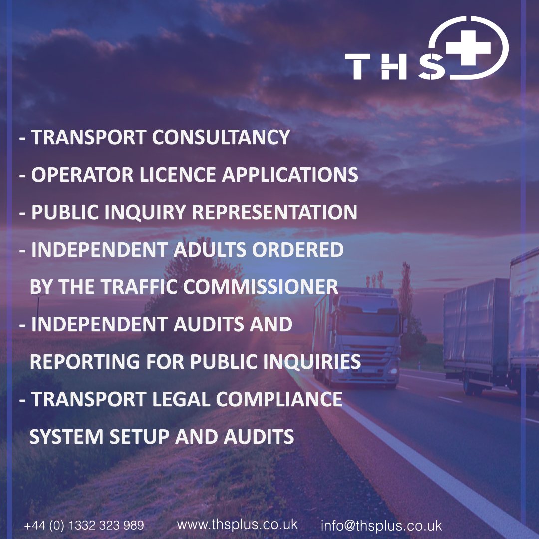 Competent Transport Health and Safety and Quality Consultancy Services lead by Chartered Health and Safety Professionals!
Visit thsplus.co.uk to see all our services.

#THSPlus #Consultancy #HealthAndSafety #QualitySystems #TransportManagement #ISOStandards #UKAS #COSHH