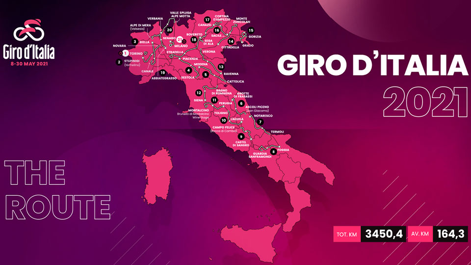 sporza_koers's tweet photo. Giro onthult parcours, met onder meer een Strade Bianche-rit, aankomst op de Zoncolan en 38 kilometer tegen de klok

https://t.co/saQAsrXTva https://t.co/OOHnhfWT2b