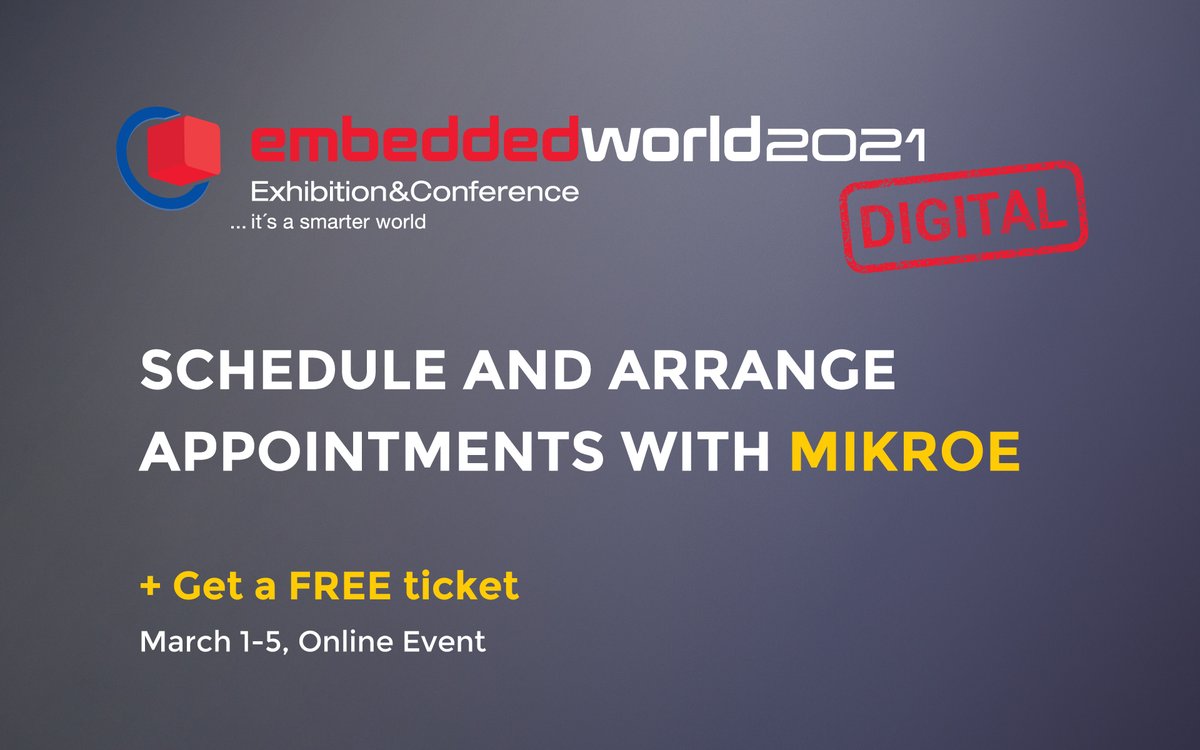 mikroel's tweet image. Just a quick update for all EW2021 DIGITAL visitors :)

@embedded_world

#mikroe #embeddedworld2021

mikroe.com/blog/meet-us-a…