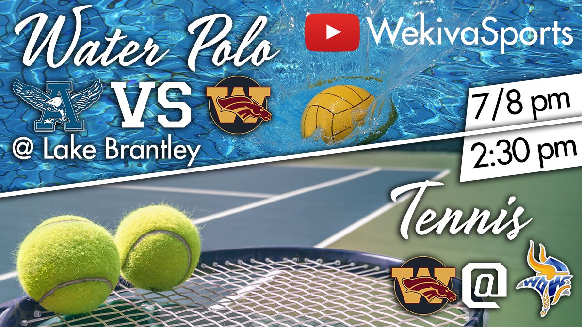 Wekiva Athletics (@wekivasports) on Twitter photo TODAY:
🤽♂️ <a href="/WekivaAquatics/">Wekiva Aquatics Swimming/Water Polo</a> plays <a href="/BlueDarters/">Athletics Office</a> at Lake Brantley - G 7:00 / B 8:00, also live streamed on youtube.com/c/WekivaSports
🎾 <a href="/WekivaTennis/">Wekiva Tennis</a> travels to <a href="/WOHSathletics/">WOHS Athletics</a> at 2:30 pm
<a href="/osvarsity/">Sentinel Varsity</a> <a href="/ApopkaChiefNews/">Apopka Chief newspaper</a> <a href="/ApopkaJohn/">John Peery</a> TODAY:
🤽♂️ <a href="/WekivaAquatics/">Wekiva Aquatics Swimming/Water Polo</a> plays <a href="/BlueDarters/">Athletics Office</a> at Lake Brantley - G 7:00 / B 8:00, also live streamed on youtube.com/c/WekivaSports
🎾 <a href="/WekivaTennis/">Wekiva Tennis</a> travels to <a href="/WOHSathletics/">WOHS Athletics</a> at 2:30 pm
<a href="/osvarsity/">Sentinel Varsity</a> <a href="/ApopkaChiefNews/">Apopka Chief newspaper</a> <a href="/ApopkaJohn/">John Peery</a>