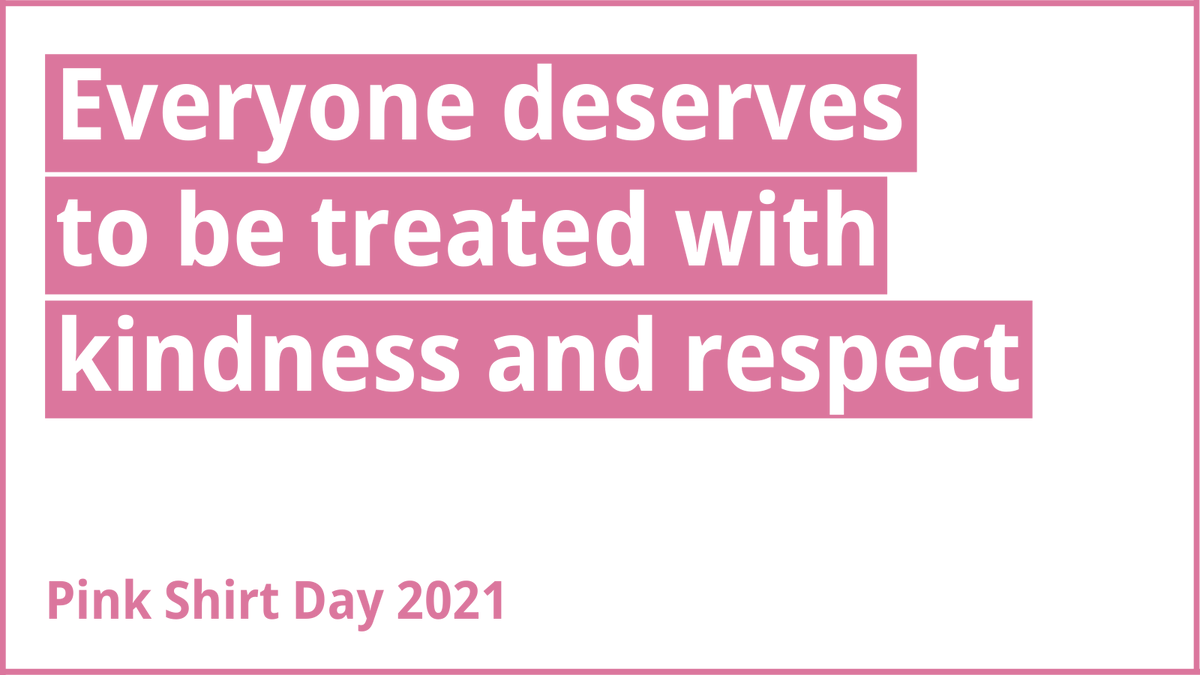 Everyone deserves to be treated with kindness and respect. Wear pink 👚 to show you don't tolerate bullying. And visit erase.gov.bc.ca for ideas on how you can help build safe and caring school communities. #PinkShirtDay