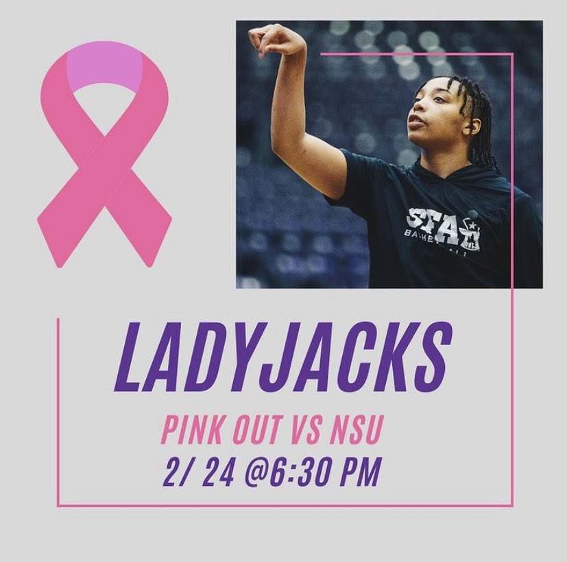 Hey Jacks, the SLC title is on the line tonight for our Ladyjacks. Let’s pink out WRJ Coliseum tonight at 6:30!! 
<a href="/thepinelog/">The Pine Log</a> <a href="/SFAQuestions/">wyd tonight SFA?</a> <a href="/SFA_Athletics/">SFA Athletics</a> <a href="/SFA_ZTA/">Zeta Tau Alpha, SFASU</a> <a href="/SAA_1923/">Student Activities Association</a> <a href="/SFA_SGA/">The SGA at SFA</a> <a href="/SFAmarathon/">SFA Dance Marathon</a> @SFABarstool @OMASFA  

#LumberjackStrong
#PHAmily