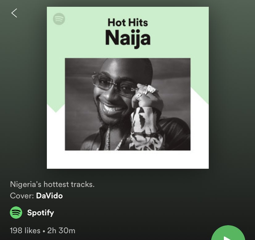 SpotifyNaija's tweet photo. .@davido is on the cover of Nigeria’s hot hits. 

#SpotifyInNigeria https://t.co/RyUJsWzors