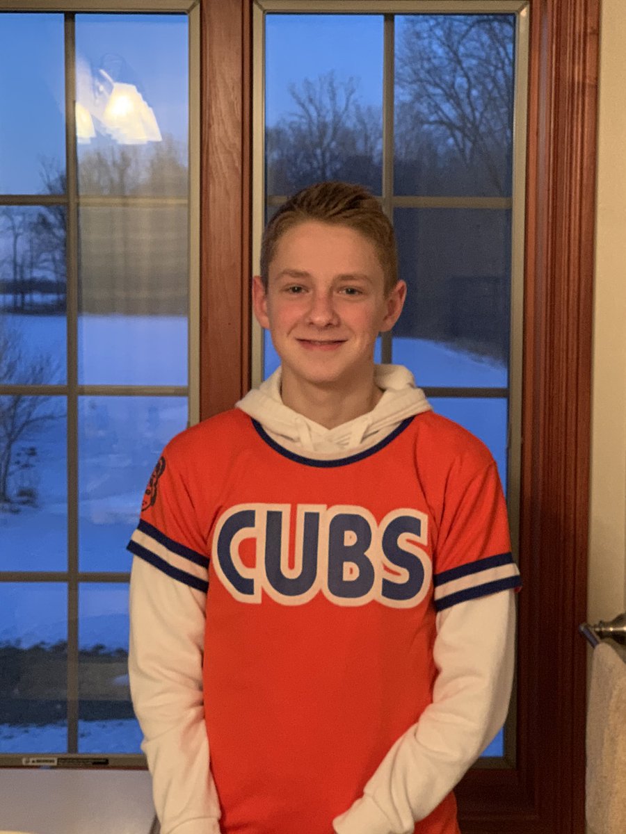 kandi_pretorius's tweet photo. Guenther loved the Cubs, Cade loved Guenther, so he’s honoring him today by wearing his dad’s Little League jersey 💛 We sure do miss you, Guenther! #WeAreMG #GuentherNation #impact https://t.co/vj0bS125dd