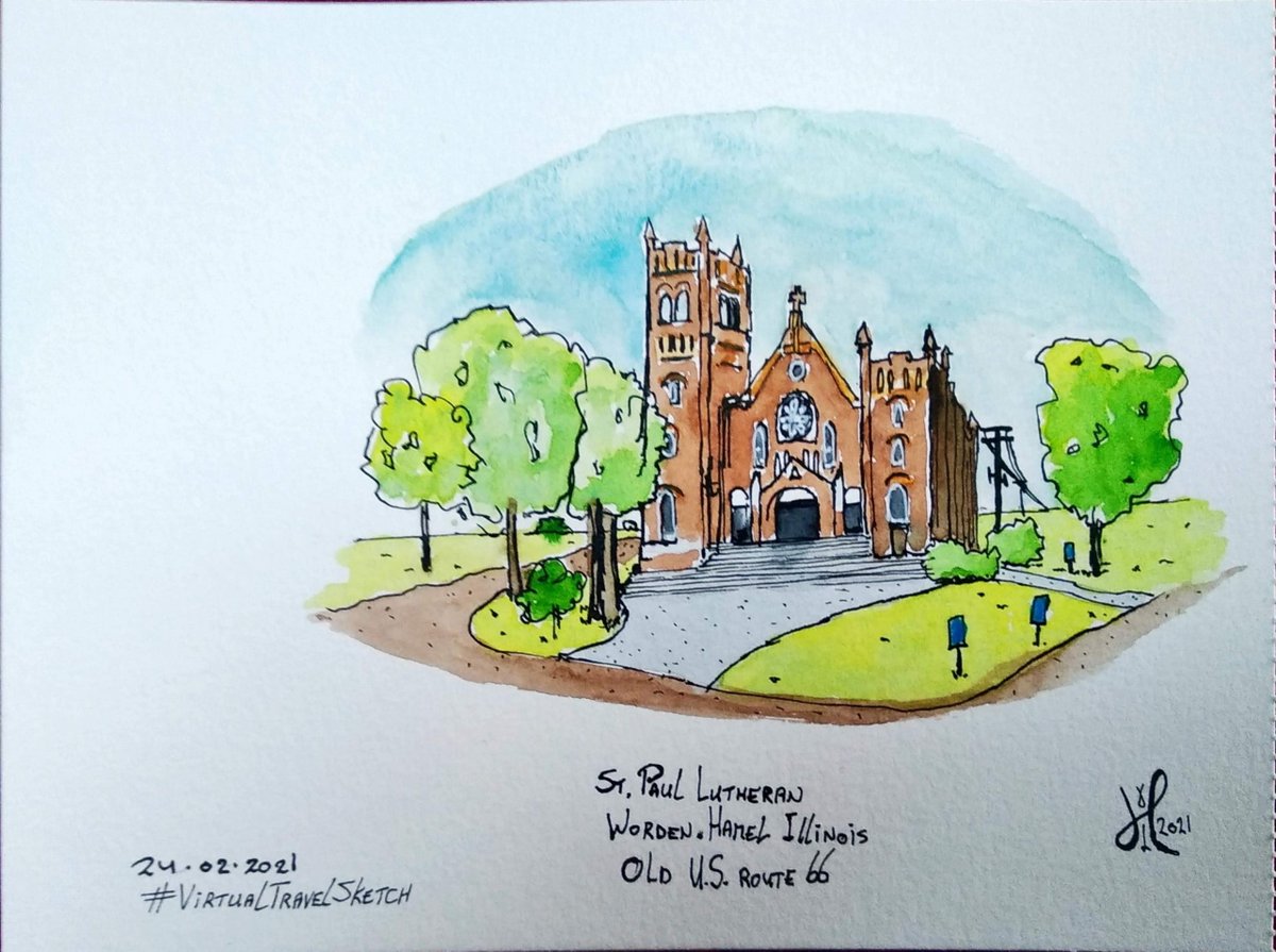 Hans_van_Leuven's tweet photo. VirtualTravelSketch: Lutharian Church, Hamel Illinois (Old Route 66 USA. #art #Church #drawing #Hamel #Illinois #ink #inkt #paint #painting #Route66 #schets #schetsen #sketching #Tekenen #TravelSketch #USA #USkVirtual #VirtualSketch #VirtualTravelSketch
https://t.co/PFu7E3Qn7U https://t.co/xSAHqH3iCu