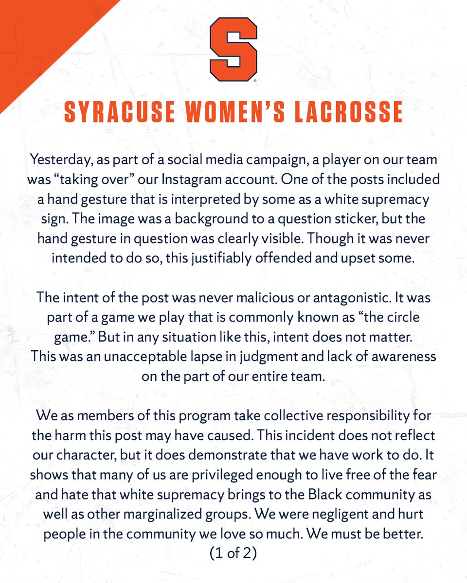 CuseWLAX's tweet photo. Statement from the team: https://t.co/xlbRh0sjFc