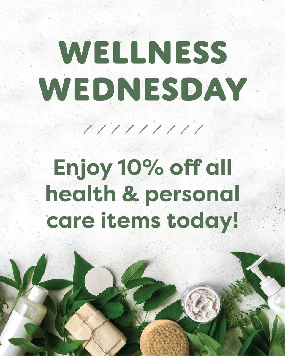 EastsideCoop's tweet photo. Save on self-care. It's Wellness Wednesday! Eastside shoppers enjoy 10% off all health and personal care items the fourth Wednesday of each month. https://t.co/3owjp8LQxx
