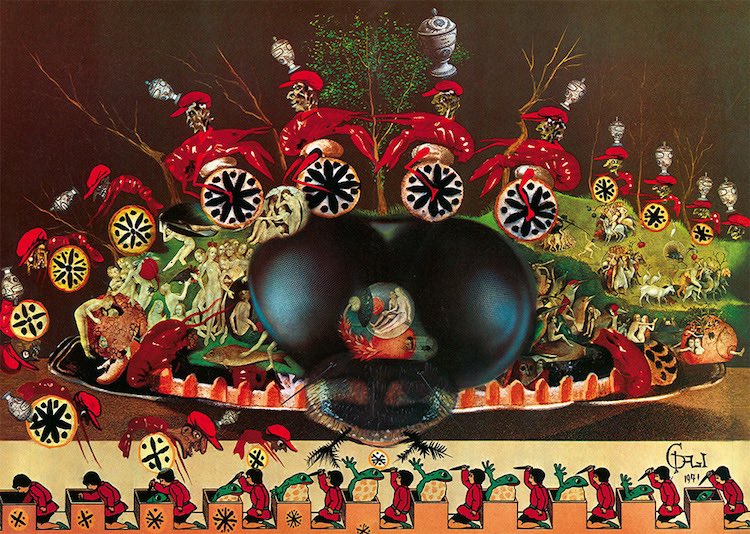 GoodJobBrain's tweet photo. In 1973, Salvador Dali published a cookbook inspired by his own dinner parties featuring things like a frog-murder zoetrope and “bush of crayfish in Viking herbs.” https://t.co/768P66iQYq