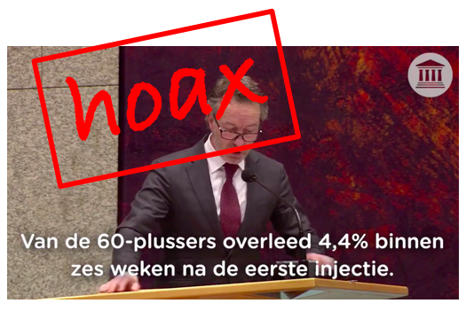 JPeterBurger's tweet photo. Van Haga zei in de Kamer dat in Israël door bijwerkingen van COVID-vaccinatie 4,4 % van de 60-plussers binnen 6 weken na de 1e prik overleed. Dat is totale onzin. https://t.co/AR5ir4G6ti https://t.co/K6p4r6qi4O