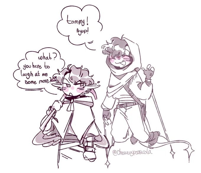 MORE KOFI REQUEST CAUSE I LOVE DOING EM THEY ARE SO EASY 
avian tommy + phantom wilbur and then a little karl jacobs :] 