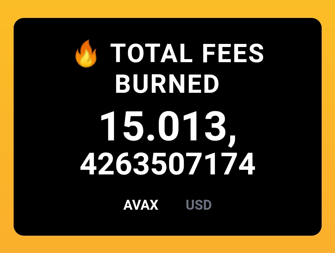 Avalanche Analytics (@avaxanalytics) on Twitter photo More than 15.013 $AVAX were burned!
#AVAX #Avalanche <a href="/el33th4xor/">Emin Gün Sirer🔺⚔️</a> @avalancheavax <a href="/kevinsekniqi/">Kevin Sekniqi 🔺</a> <a href="/cgcardona/">Gabriel Cardona 🧞♂️🔺</a>
burnedavax.com More than 15.013 $AVAX were burned!
#AVAX #Avalanche <a href="/el33th4xor/">Emin Gün Sirer🔺⚔️</a> @avalancheavax <a href="/kevinsekniqi/">Kevin Sekniqi 🔺</a> <a href="/cgcardona/">Gabriel Cardona 🧞♂️🔺</a>
burnedavax.com