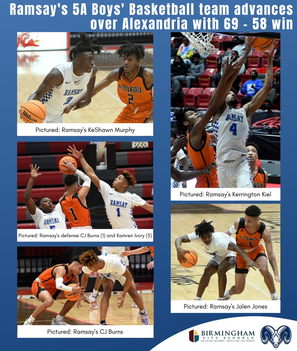 BhamCitySchools's tweet photo. Congratulations to our scholar-athletes on their victories in the NE Regional Final. Ramsay advanced w/ a 69-58 win over Alexandria in the boys Class 5A final, & Carver-Birmingham took a 74-65 win over Ramsay in the girls Class 5A final. #bcsstrong #GoRams #RamsayHigh #CarverHigh https://t.co/b7FNYOyP1P