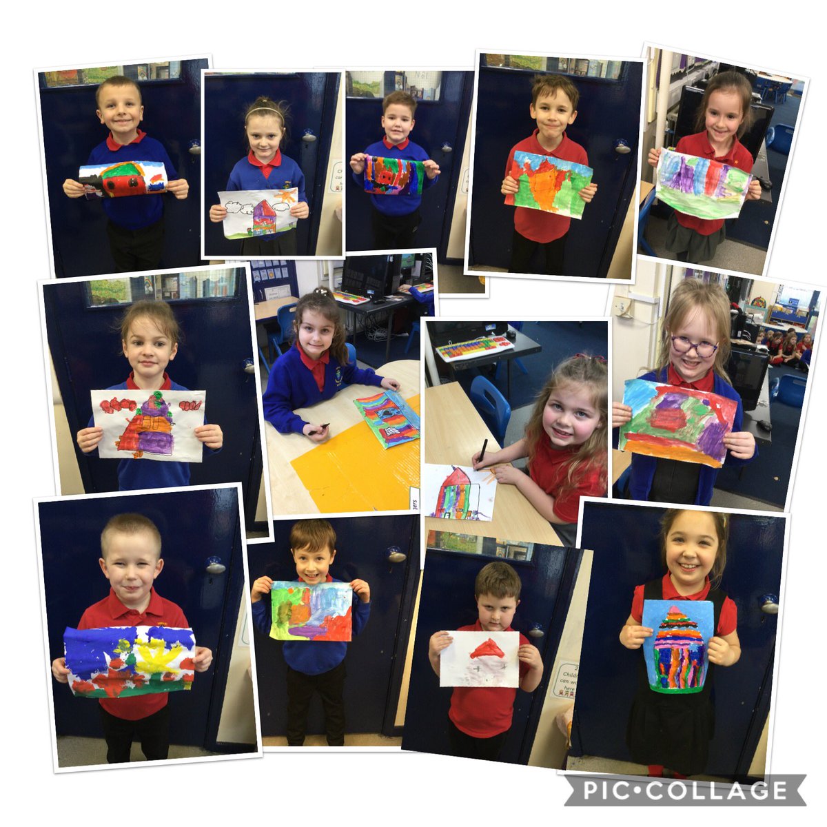 tripclass_2's tweet photo. Look at our amazing artwork for @trinantprimary eisteddfod inspired by @rhiannon_art  😀 https://t.co/PVhvOP2KjD