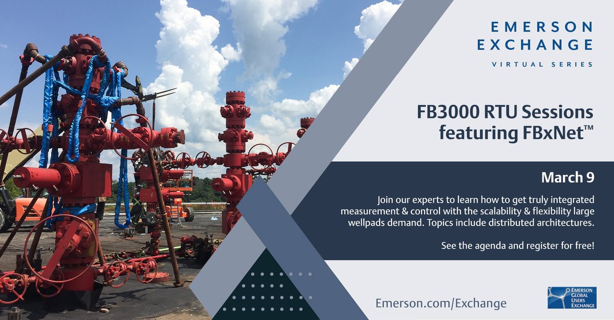 Emerson_ETS's tweet photo. Discover how to transform your large wellpad into a digitally-driven operation with our powerful yet easy-to-use next-gen FB3000 RTU. Learn more by registering for our FREE Emerson Exchange! https://t.co/bVeZIjdbQV https://t.co/TsLJH8HR8w