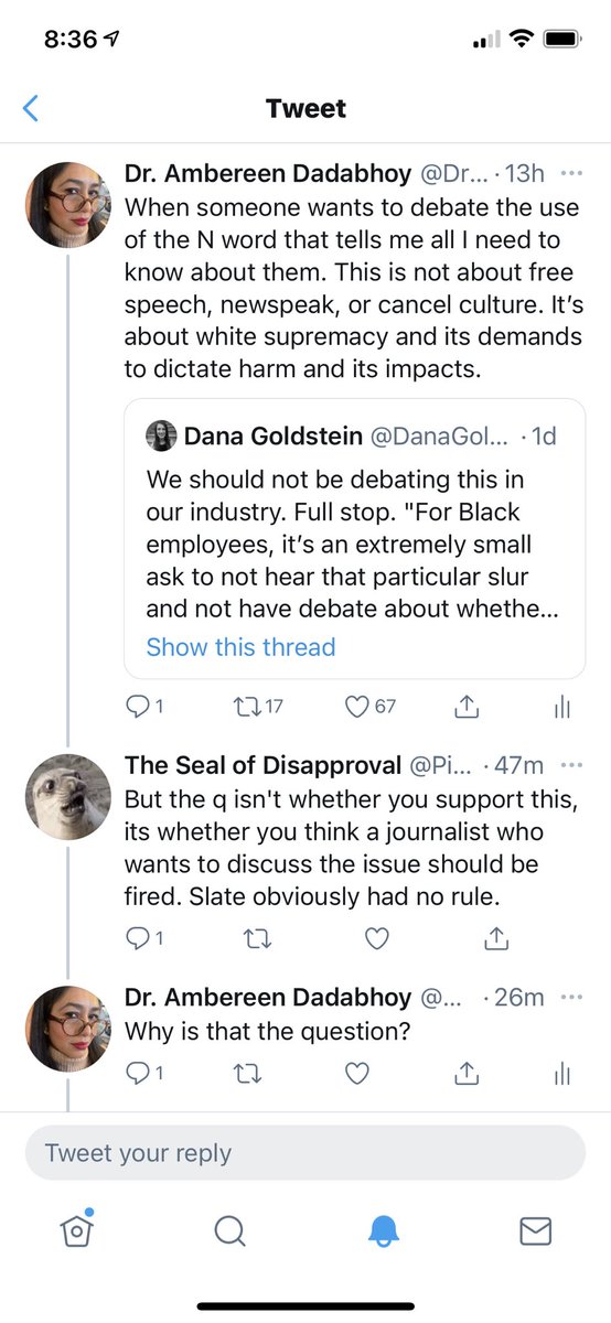 Sea lion in the morning, out here defending free speech against its “chilling suppression” by those who object to hearing or reading the N word at work. Not the flex he thinks this is. https://t.co/OxPSlrb6Ku