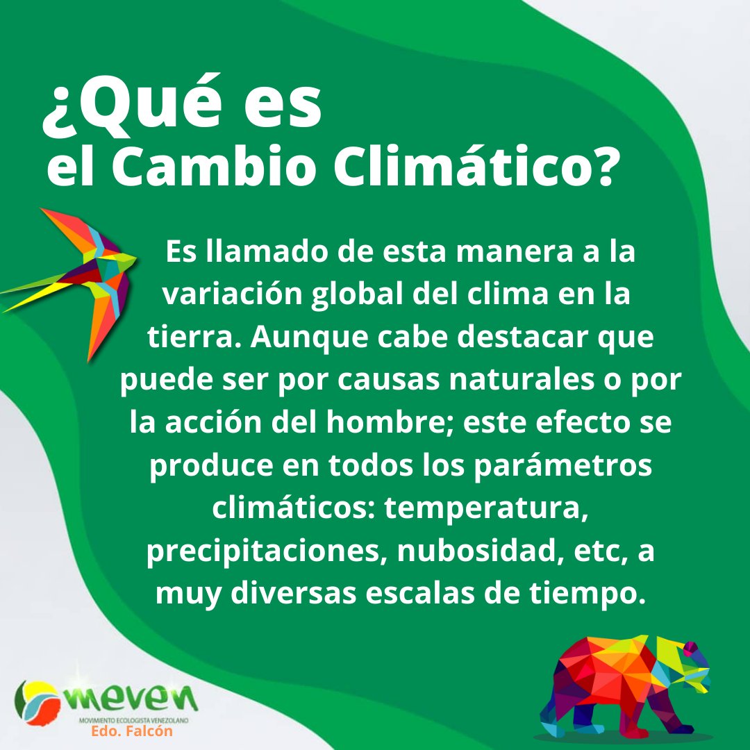 ¿Qué es el Cambio Climático?

🌍🌩🍃🌧🌞🌨

#JuventudEcologista 👍🙂
#MEVENsomosTodos 💚

<a href="/SomosMeven/">Movimiento Ecologista Venezolano MEVEN</a>
<a href="/Teresameven/">Teresa carrasquel</a> 
<a href="/arantxaaass/">Arantxa Urbina</a>