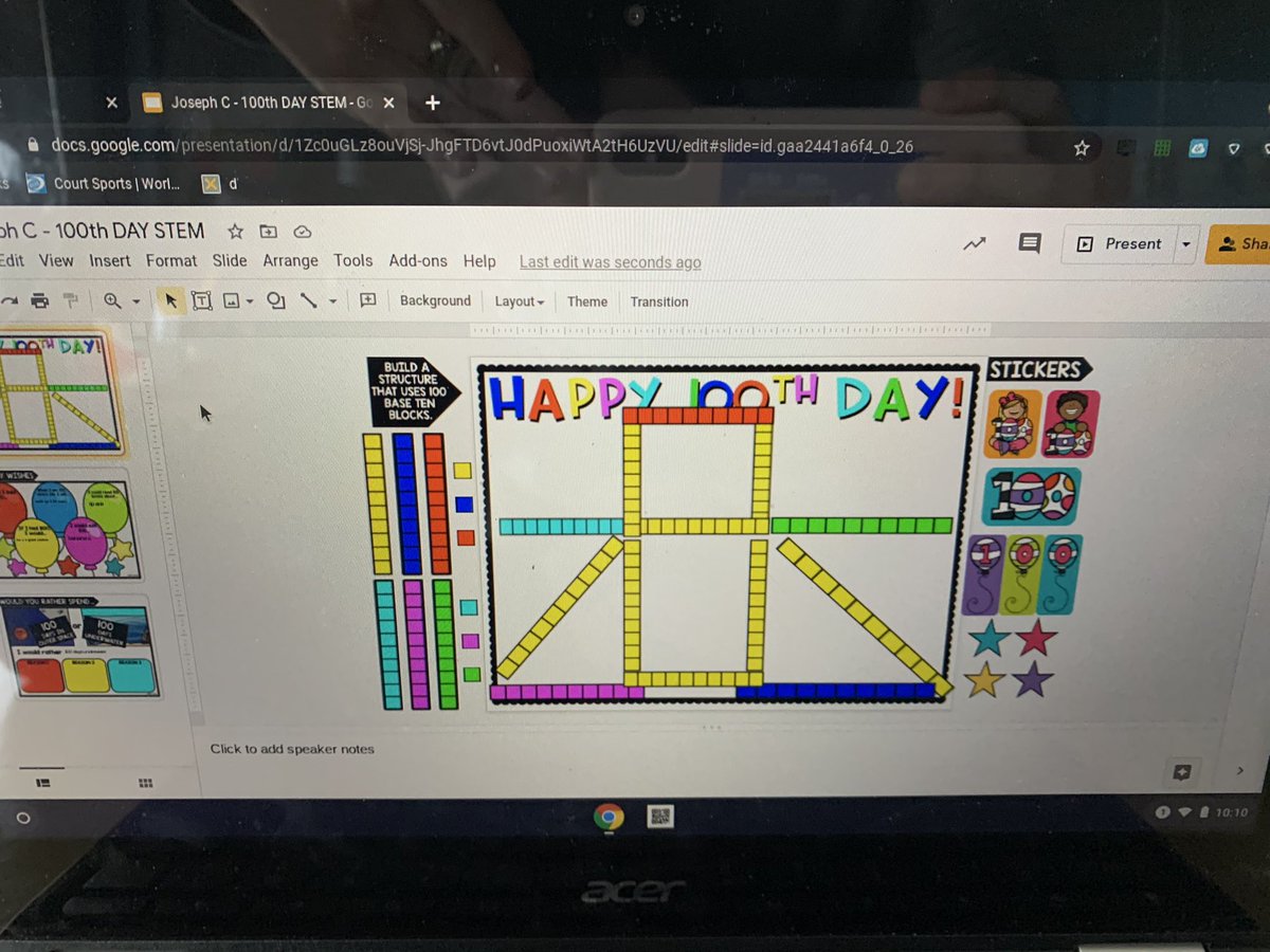 miss_sollin's tweet image. 100th Day STEM! 🎈💻#LookForTheAwesome