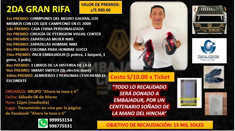 ATTAT_1924's tweet photo. Estimados cremas, el grupo Ahora Te Toca a Ti, está realizando la segunda gran rifa cuya recaudación será donado íntegramente a @embajadurcrema. 
No te quedes sin tu número ganador, apoya a este proyecto por un centenario soñado. #YdaleU #AhoraTeTocaAti https://t.co/YDIh30coIc