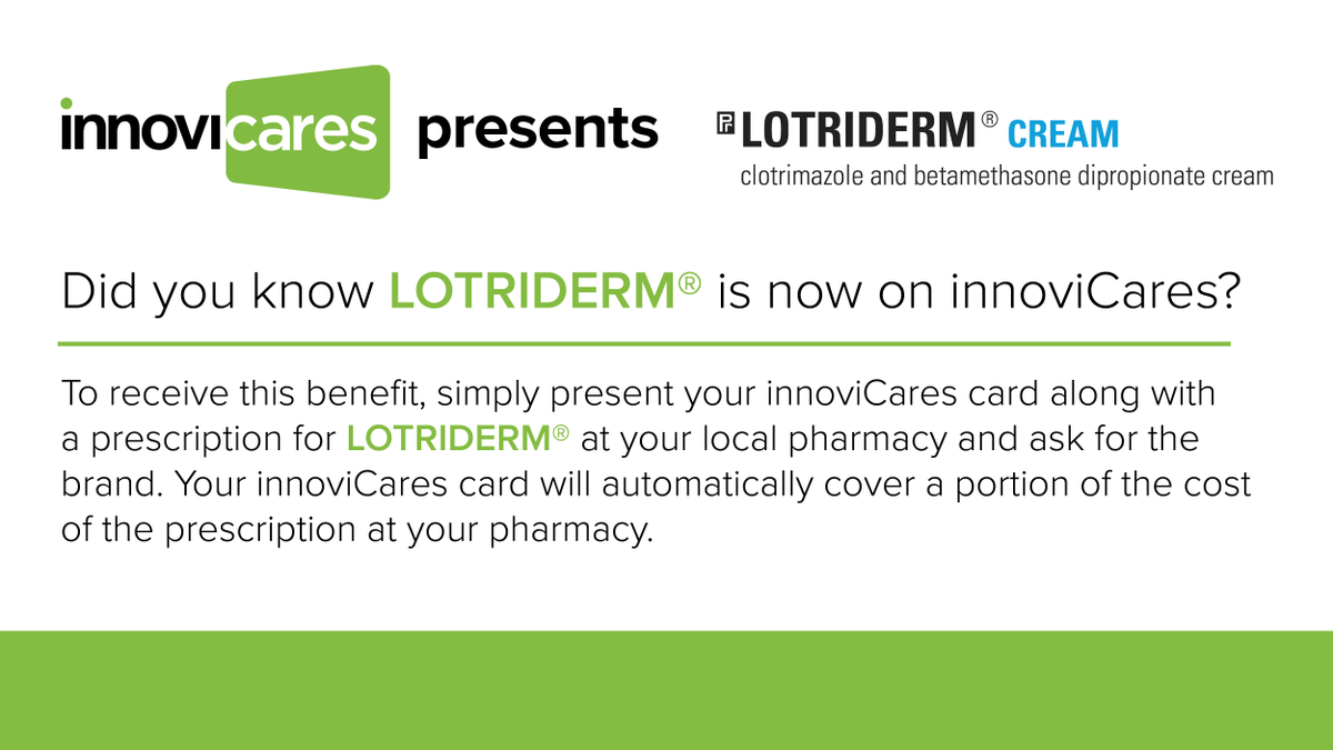 innoviCares's tweet photo. Did you know that LOTRIDERM® is covered by innoviCares? Visit https://t.co/nauHi3mgk2 to learn more and get your FREE innoviCares card today! https://t.co/MRAOPr0aDb