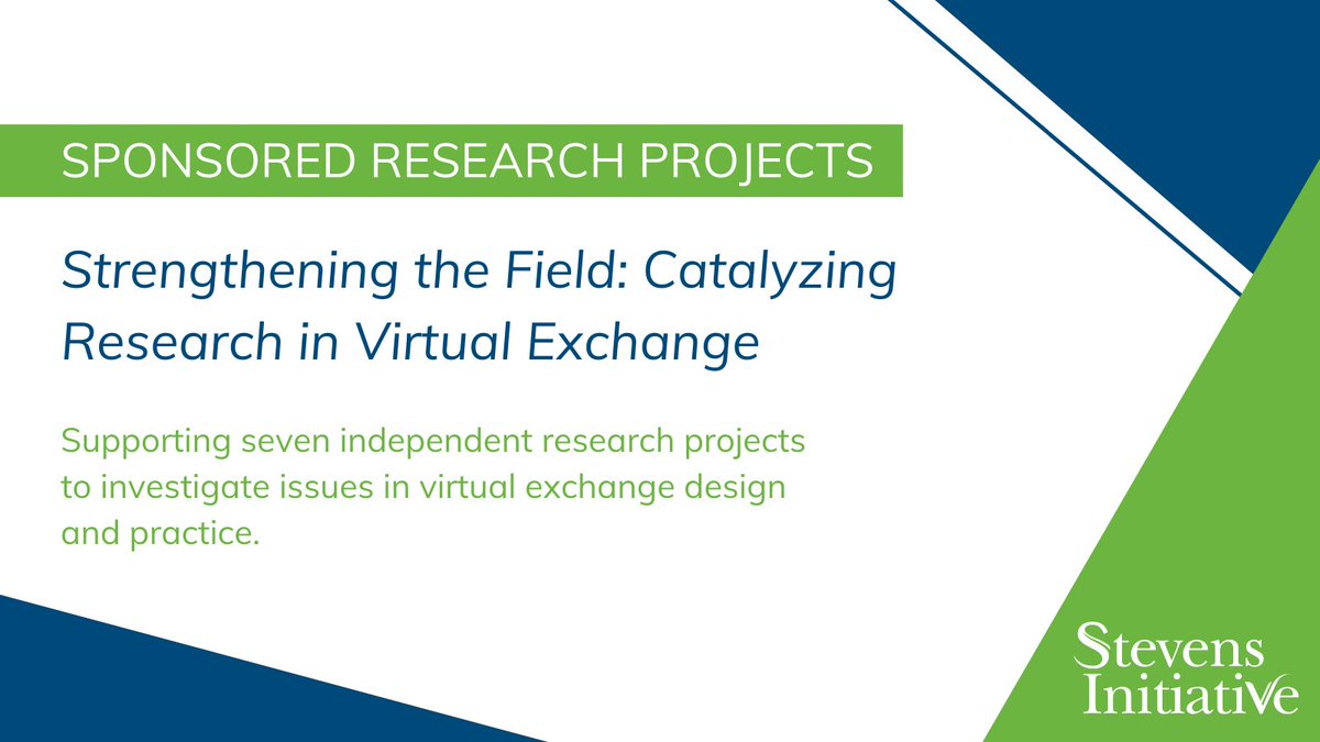 StevensInit's tweet photo. We're excited to announce Strengthening the Field: Catalyzing Research in Virtual Exchange, which will support 7 independent research teams exploring topics on a #worldclassconnection. Click through the thread or read our announcement to learn more: https://t.co/HJxpysnbbN (1/8) https://t.co/R6CoqybjAx