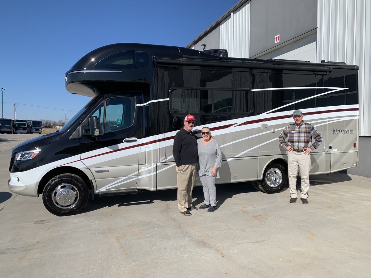 TranswestTTRV's tweet photo. Congratulations to the Simmons on their 2021 Winnebago Navion 24D. We wish you many safe and happy travels. Welcome to the Transwest family.  #transwesttrucktrailerrv #winnebago #newrv #traveling #roadtrip #adventure #vacation #navion #rvlife #rvliving #journey #2021rv https://t.co/sftZkDnYxx