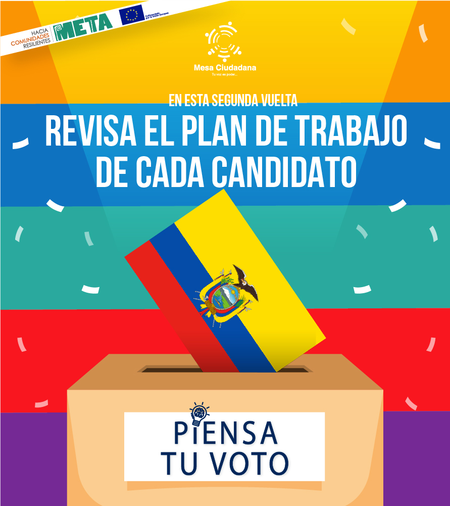 MesaCiudadanaEc's tweet photo. Antes de votar, analiza bien cada uno de los planes de trabajo de cada candidato, #PiensaTuVoto
Esta es una iniciativa cofinanciada por la
@UEenEcuador implementada por @FundacionEsquel @GrupoFARO, el MunicipioPortoviejo y la @USGPOFICIAL
#EuropaSeSiente
#TuVozEsPoder https://t.co/lkBol8ebBf