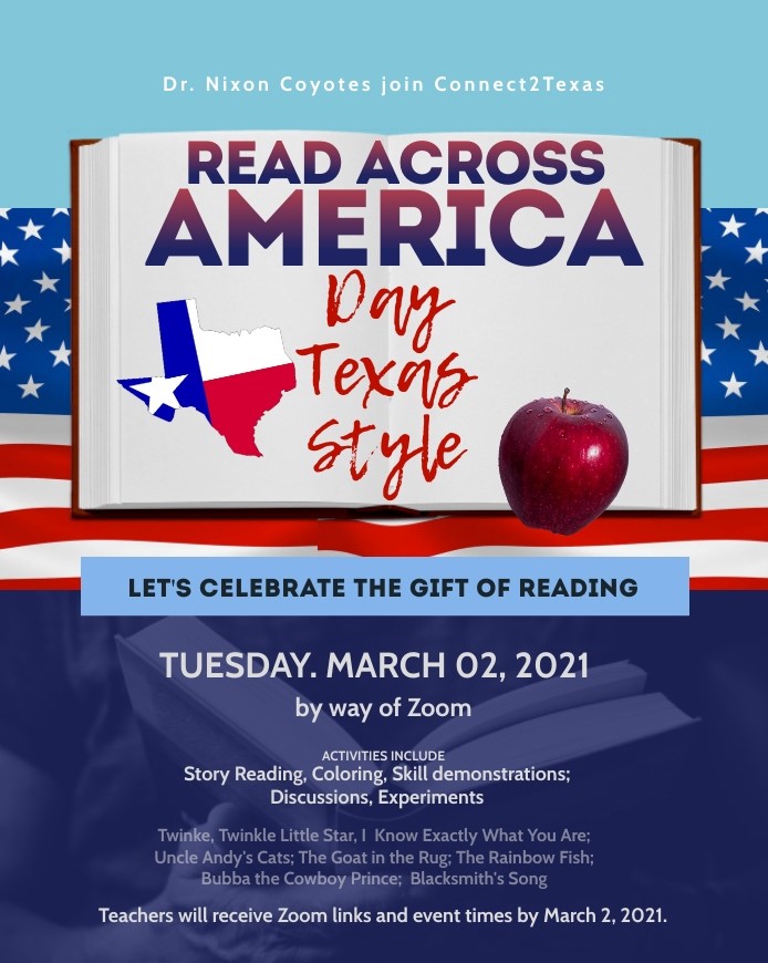 flowerlibrary1's tweet photo. Look what Nixon elementary will be doing for Read Across America! What will you be doing? Share with us! @EPISDLibraries #ReadAcrossAmerica #readelpaso #episdreads https://t.co/qZ43W0HoLp