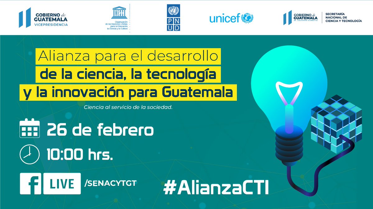 Esta iniciativa es posible gracias a la Vicepresidencia de Guatemala, Senacyt/concyt, UNESCO en Guatemala, PNUD Guatemala y UNICEF Guatemala.