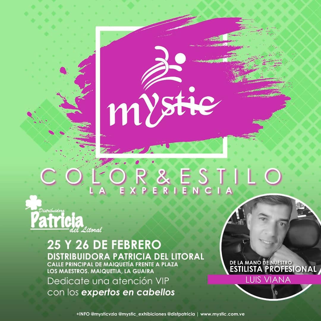 ¡Esta semana vuelve nuestro evento Color &amp; Estilo, La Experiencia!

Dedícate una atención VIP con los Expertos en Cabellos, Mystic, en Distribuidora Patricia del Litoral en La Guaira, con nuestro estilista Luis Viana.

JUEVES 25 y VIERNES 26.

#Mystic #LaGuaira #DGCIM #NiUnaMenos