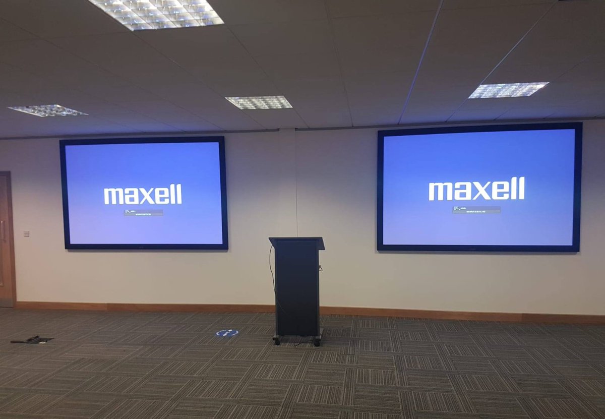 MaxellProAV's tweet photo. Check out this corporate training room, outfitted with two 6,000 lumen Maxell laser #projectors and new screens thanks to @Practical_AV in the UK. Learn more about Maxell’s solutions for corporate spaces: https://t.co/ishxATRjJb

#ProAV #AVtech https://t.co/mmXN6chrkd