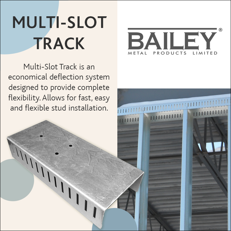 baileymetal's tweet photo. Multi-Slot Track is an economical deflection system designed to provide complete flexibility. Allows for fast, easy and flexible stud installation. Learn more at https://t.co/DPt1ri3BIj
#steelframing #metalframing #metaltrack #steeltrack #steelconstruction https://t.co/Qzsuw0PDNk