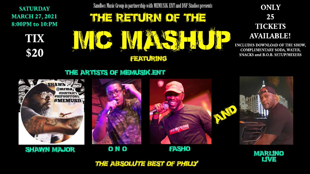WDNFProductions's tweet photo. This show will set a new benchmark.

The absolute BEST of the Philly rap scene. On one stage. One night at @dnfstudios 🎵🎵🎵

#phillymusic #originalmusic #rap #hiphop #phillymusicscene #thereturnofmusic #livemusic https://t.co/uQEfRaxYzx