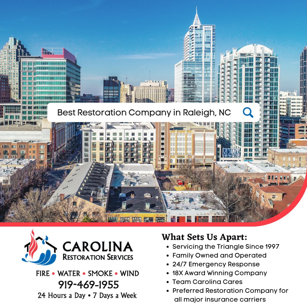 Searching for the best restoration company in Raleigh, NC? Look no further! Carolina Restoration Services is a locally operated and family owned, full service restoration company servicing the Triangle since 1997!

#CarolinaRestorationServices #BestRestorationInTheTriangle