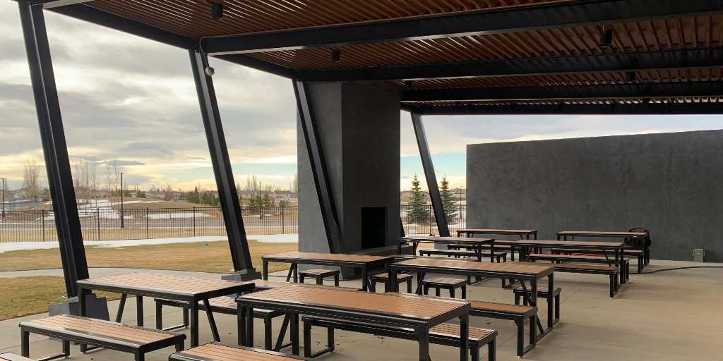 Who's ready to say goodbye to the snow and hello to beautiful spring picnic weather? The #LegacyPark Picnic Shelter compliments the Legacy Park Pavilion, and the other adjacent amenities, and is open to the public this summer.