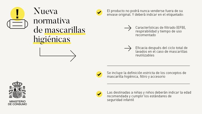 ❓Las mascarillas higiénicas tienen que tener marcado CE
❓Tienen que estar homologadas
❓Cuáles son los requisitos esenciales que deben cumplir

😷Consulta la preguntas frecuentes sobre #mascarillas higiénicas (reutilizables y no reutilizables), aquí👇

mscbs.gob.es/consumo/normat…