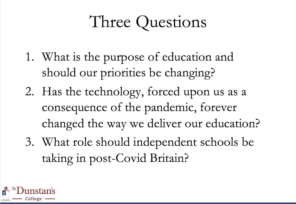 StDunstansColl's tweet photo. .@StDunsHead: 'I am going to consider three fundamental questions' #VirtualSDC https://t.co/AFbdvCIygi
