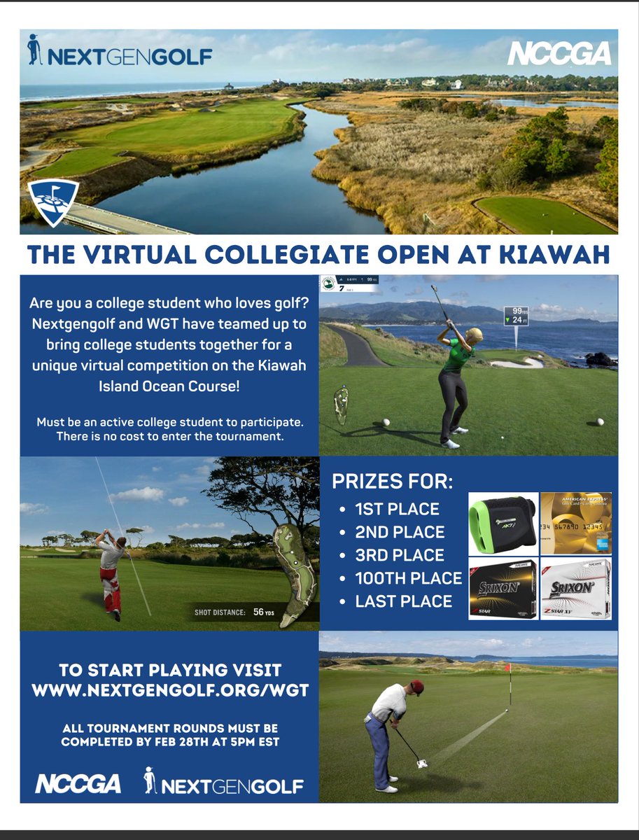 GolfClubUCF's tweet photo. Anyone that is is interested in playing in the Virtual Collegiate Open at Kiawah please let us know! 
Must be completed by February 28th at 5pm! https://t.co/TVPEUk4eIS