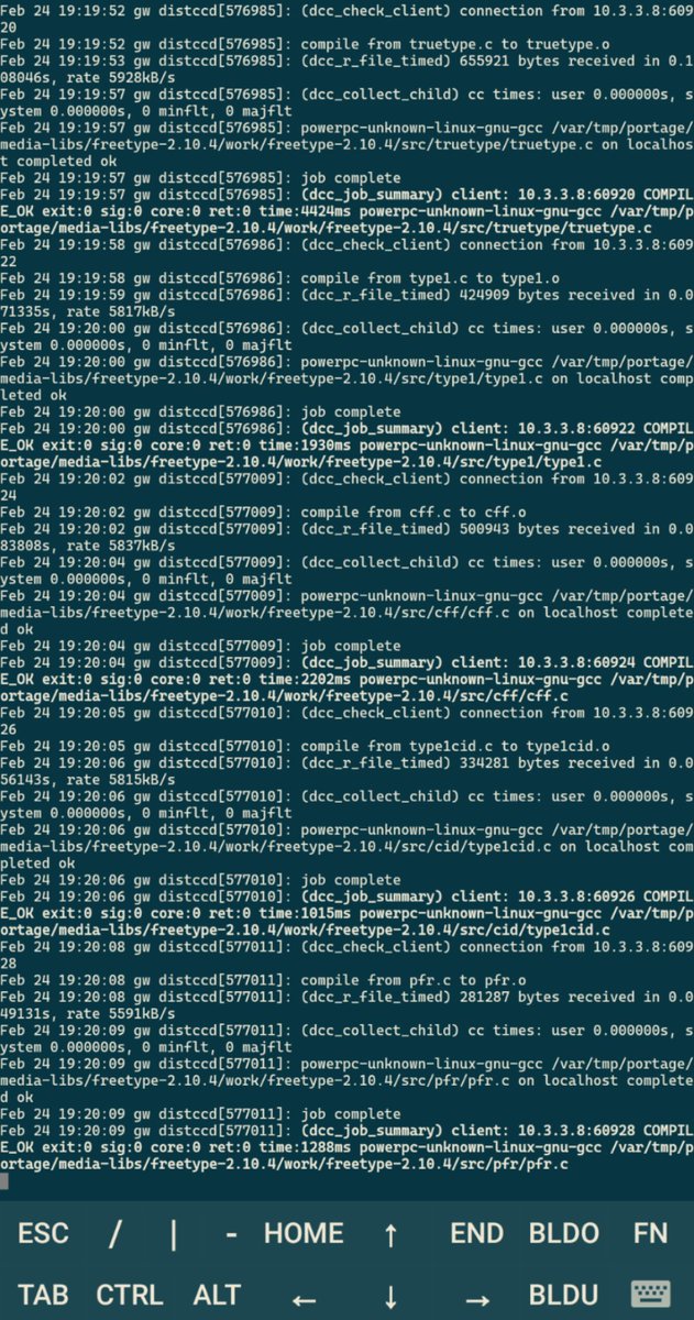 jubrunk's tweet photo. Well after struggling with a chroot env containing a #Gentoo #Linux Stage 3 FS to run a cross-compiler on my #archlinux #amd64 box I've installed now a #powerpc #GCC collection from the AUR repo instead 💪😁
#distcc seems to run well now 🤞
#retrocomputing #iMac #Apple https://t.co/03GnLNRJWz