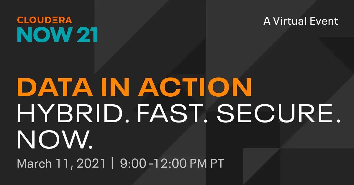 jimpruden's tweet photo. Be sure to register for Cloudera Now on March 11. In this one-day event, you'll learn how you can do so much more with your #data while leveraging Cloudera Data Platform. More demos this year!   #hybridcloud #MachineLearning #AI https://t.co/nfOhiqAq0z https://t.co/yOBqMifByJ