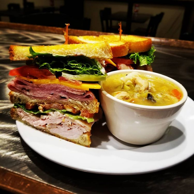 visitlodi's tweet photo. Sometimes a delicious chicken soup paired with turkey, ham, bacon, tomato, lettuce, mayo, on country white bread hits the spot from @porterspublodi hits the spot. ๐๐ฒ๐ฅช
.
.
.
#visitlodi #lovelodi #soup #sandwich #delicious #lodieats #dinelodi #winecountry #lunch #goodeats https://t.co/3AGU6vj7kk