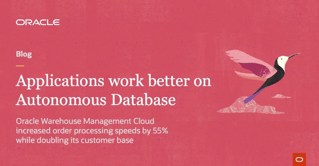 OracleDatabase's tweet photo. 👉 55% processing increase
👉 2x customer base

Learn how Oracle Warehouse Management Cloud was able to increase shipments by 45% YoY, reduce TCO, and eliminating all manual tasks with the help of #Autonomous Database. https://t.co/ktPRAUnAty https://t.co/9zjkLPon4f