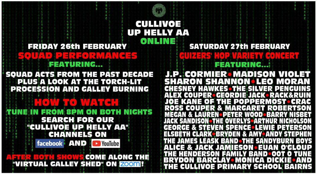 dlawso17's tweet photo. All hail Cullivoe Up Helly Aa and an amazing effort to get this lineup for its online concert - tune in this weekend! 🔥 https://t.co/qW3dDofwtk